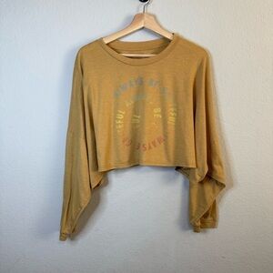 American Eagle Always Be Grateful Long Sleeve Cropped Tee Oversized Size Medium